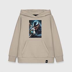 Детская толстовка-худи Venom and funny kitten with backpack