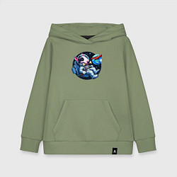 Детская толстовка-худи Бультерьер с костью в космосе - нейроарт