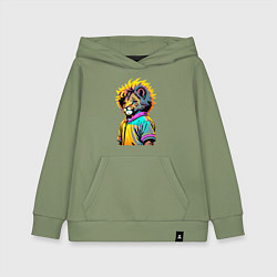 Детская толстовка-худи Прикольный львёнок - поп-арт
