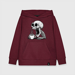 Детская толстовка-худи Skeleton with coffee