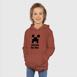 Толстовка детская хлопковая Creeper Aw Man, Майнкрафт мем, цвет: кирпичный — фото 2