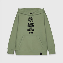 Толстовка детская хлопковая Keep Calm & Drive VW, цвет: авокадо