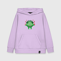 Детская толстовка-худи Влюбленный мультяшный зеленый монстр
