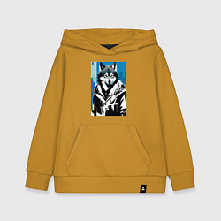 Детская толстовка-худи Волк в мегаполисе - нейроарт