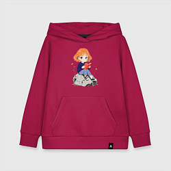 Детская толстовка-худи Рыжая девушка читает книгу