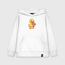 Детская толстовка-худи Желтая уточка с букетом роз