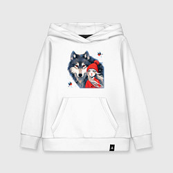 Детская толстовка-худи Красивый серый волк и шапочка Красная