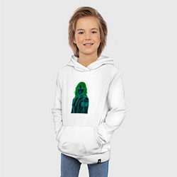 Толстовка детская хлопковая Билли Айлиш из неоновых линий, цвет: белый — фото 2