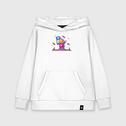 Толстовка детская хлопковая Космонавт и астероиды, цвет: белый