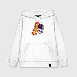 Толстовка детская хлопковая Космонавт и хот-дог, цвет: белый