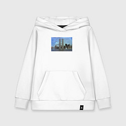 Толстовка детская хлопковая Башни близнецы - ретро ностальгия девяностых WTC, цвет: белый