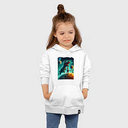 Толстовка детская хлопковая Бендер на планете динозавров - неоновое свечение, цвет: белый — фото 2