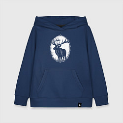 Детская толстовка-худи Белый лось орнамент