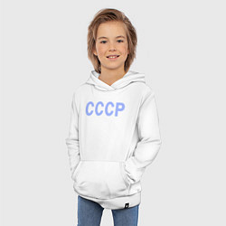 Толстовка детская хлопковая СССР - надпись голубая - союз советских социалисти, цвет: белый — фото 2