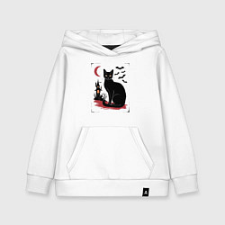 Детская толстовка-худи Кот и летучие мыши, Хэллоуин