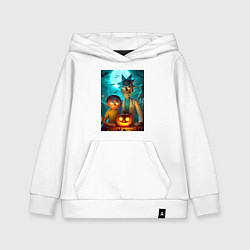 Детская толстовка-худи Rick and Morty with pumpkin - halloween night