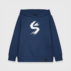 Толстовка детская хлопковая S силуэт в стиле глитч, цвет: тёмно-синий