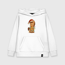 Детская толстовка-худи Лошадка в гирлянде