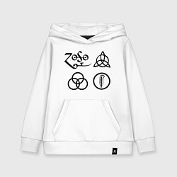 Толстовка детская хлопковая Led Zeppelin: symbols, цвет: белый