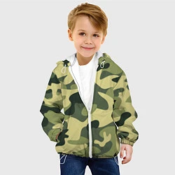 Куртка с капюшоном детская Камуфляж: зеленый/хаки, цвет: 3D-белый — фото 2