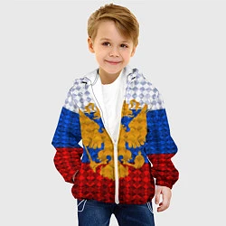 Куртка с капюшоном детская Россия: полигоны, цвет: 3D-белый — фото 2