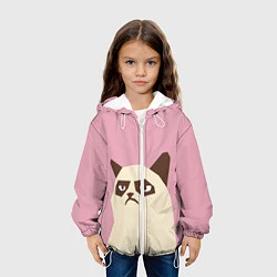 Куртка с капюшоном детская Grumpy cat pink, цвет: 3D-белый — фото 2