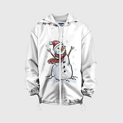 Куртка с капюшоном детская Снеговик, цвет: 3D-белый