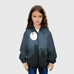 Куртка с капюшоном детская Ночная пагода, цвет: 3D-черный — фото 2