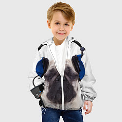 Куртка с капюшоном детская Мопс в наушниках, цвет: 3D-белый — фото 2