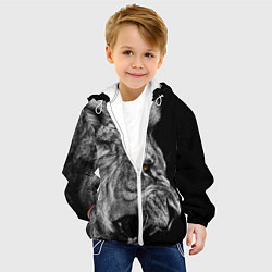 Куртка с капюшоном детская Оскал льва, цвет: 3D-белый — фото 2