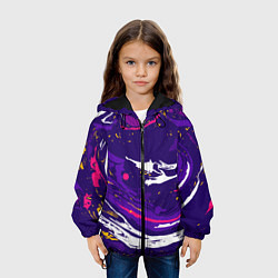 Куртка с капюшоном детская Фиолетовый акрил, цвет: 3D-черный — фото 2