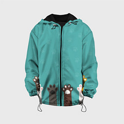 Куртка с капюшоном детская Лапки котеек, цвет: 3D-черный