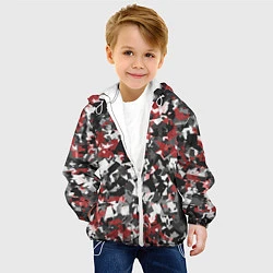 Куртка с капюшоном детская Камуфляж: серый/красный, цвет: 3D-белый — фото 2