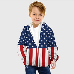 Куртка с капюшоном детская Флаг США, цвет: 3D-белый — фото 2