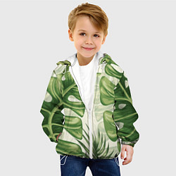 Куртка с капюшоном детская Тропический папоротник, цвет: 3D-белый — фото 2
