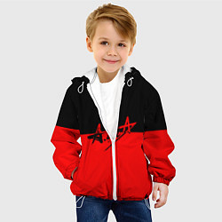 Куртка с капюшоном детская АлисА: Черный & Красный, цвет: 3D-белый — фото 2