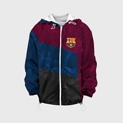 Куртка с капюшоном детская FC Barcelona: Dark polygons, цвет: 3D-белый