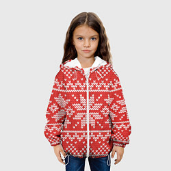 Куртка с капюшоном детская Новогодний узор: снежинки, цвет: 3D-белый — фото 2