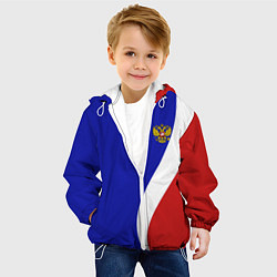 Куртка с капюшоном детская Герб РФ Триколор, цвет: 3D-белый — фото 2