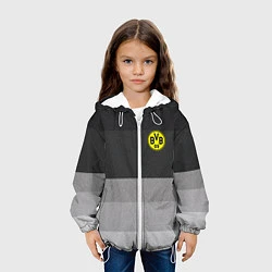 Куртка с капюшоном детская ФК Боруссия: Серый стиль, цвет: 3D-белый — фото 2
