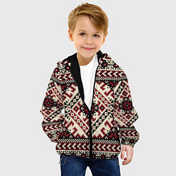 Куртка с капюшоном детская Славянский орнамент, цвет: 3D-черный — фото 2