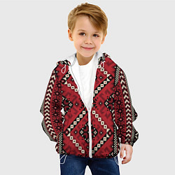 Куртка с капюшоном детская Славянский орнамент: красный, цвет: 3D-белый — фото 2