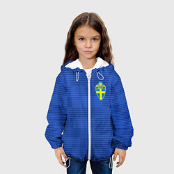 Куртка с капюшоном детская Сборная Швеции: Гостевая ЧМ-2018, цвет: 3D-белый — фото 2