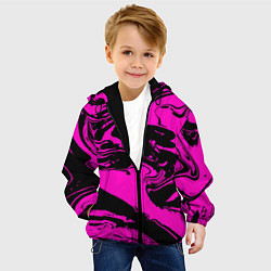 Куртка с капюшоном детская Черно-розовый акрил, цвет: 3D-черный — фото 2