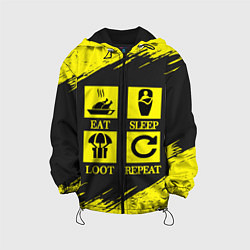 Куртка с капюшоном детская PUBG: Eat, Sleep, Loot, Repeat, цвет: 3D-черный