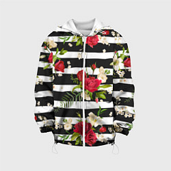 Куртка с капюшоном детская Розы и орхидеи, цвет: 3D-белый