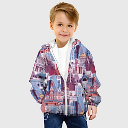 Куртка с капюшоном детская Москва архитектура, цвет: 3D-белый — фото 2