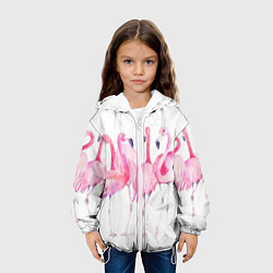 Куртка с капюшоном детская Фламинго розовый на белом, цвет: 3D-белый — фото 2