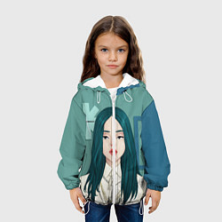 Куртка с капюшоном детская Billie Eilish: Turquoise Hair, цвет: 3D-белый — фото 2