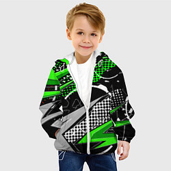 Куртка с капюшоном детская Black and green corners, цвет: 3D-белый — фото 2